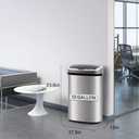 FDW Kitchen Trash can for Bathroom Bedroom Home Office Automatic Touch Free Garbage bin with lid Brushed Stainless Steel Rectangular 13 Gallon / 50L