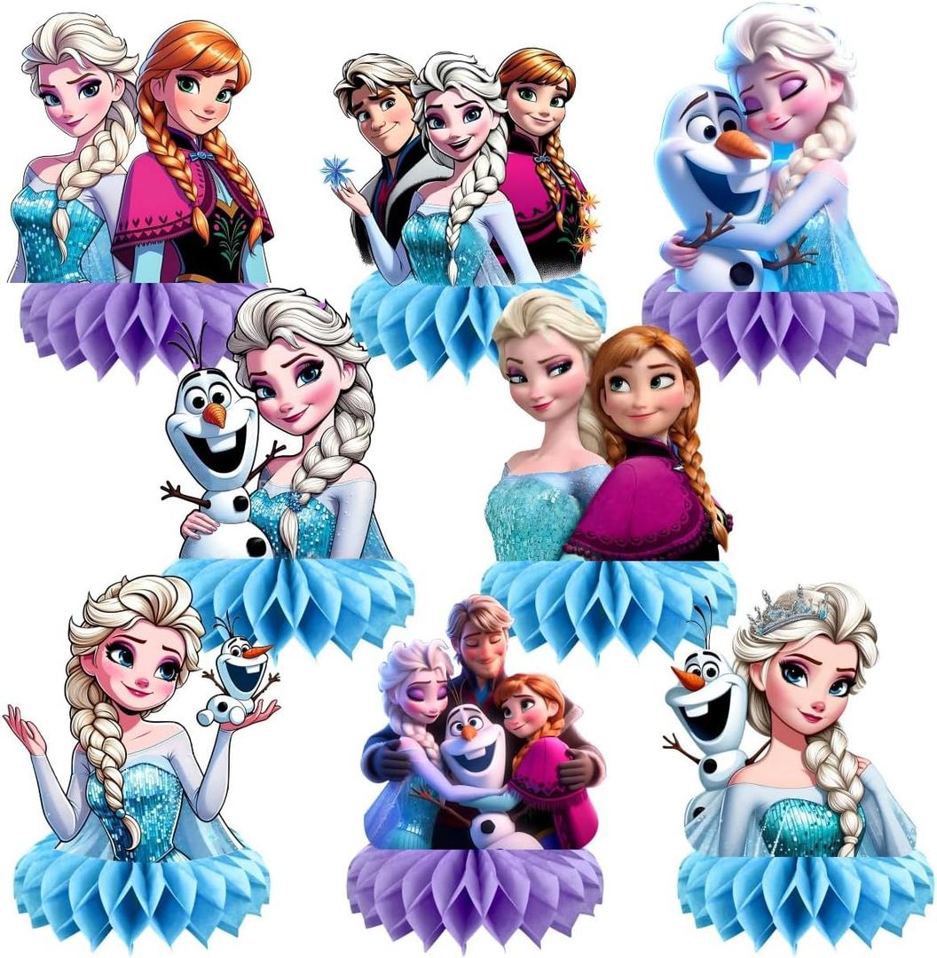 8Pcs Frozen Table Centerpieces Birthday Party Supplies Double Side Table Decorations for Frozen Party Decorations