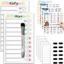 Upgraded Slider Dry Erase Chore Chart for Kids, Whiteboard Magnetic Chore Chart for 2 Kids, Reusable Morning/Bedtime Routine Chart for Kid Toddlers Teens Adult, Visual Schedule for Kid with Autism