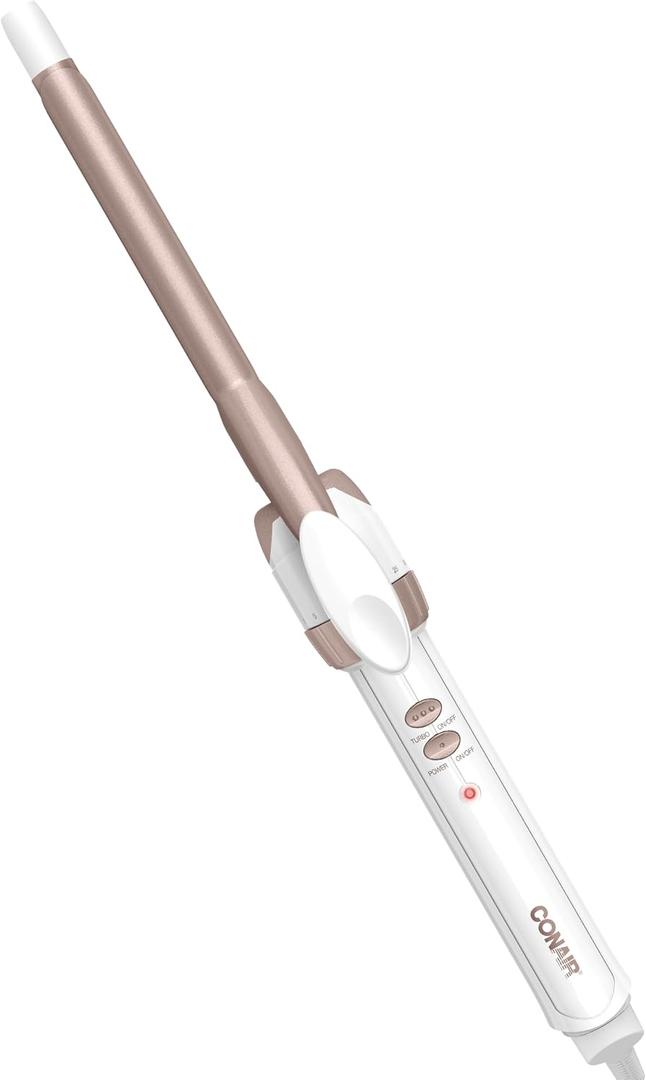 Conair Double Ceramic -Inch Curling Iron, -Inch Barrel Creates Spiral Curls, Hair Curler for Use on Short to Medium Hair, White/Rose Gold