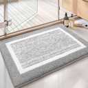 Color&Geometry 16"x24" Small Bath Mats for Bathroom Simple and Stylish, Gray Bathroom Rugs, Non Slip, Absorbent, Soft, Washable, Microfiber Bathmat Shower Mat Outside Shower (Grey White)