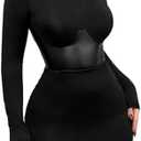 Milumia Women's Mock Neck Corset Mini Dress Y2K Cinched Waist Long Sleeve Bodycon Party Club Going Out Dresses, Medium
