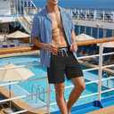 COOFANDY Men's 7" Swim Trunks with Compression Liner Stretch Swimming Shorts with Zipper Pockets (Black, M)