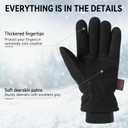 OZERO Men & Women Winter Gloves -30F Deerskin Leather Water-resistant Windproof Cold Weather Glove for Driving Hiking (Small, Denim-black)