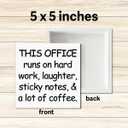 2 x Funny Office Desk Decor Sign for Work Women Men, Funny Coworker Colleague Boss Gift, This Office Runs on Hard Work Laughter, 5x5 inches