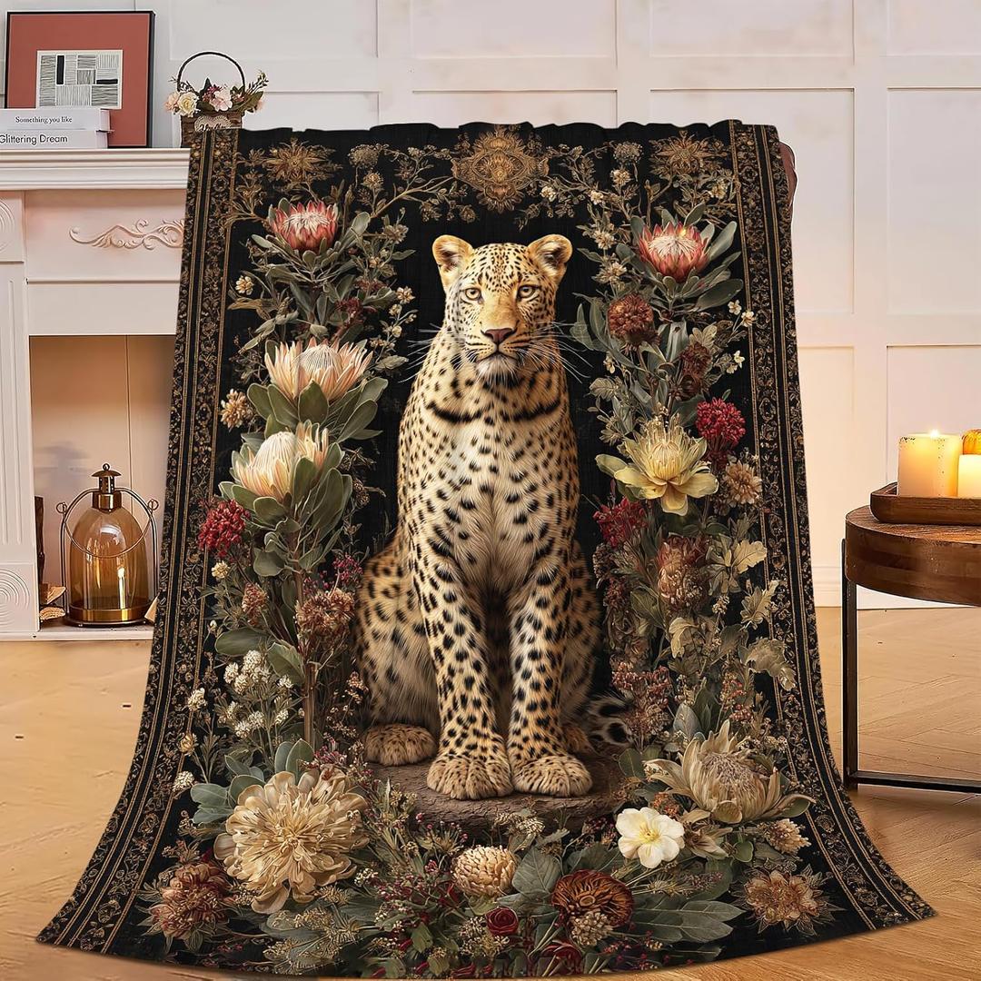 Leopard Throw Blanket Cheetah Fleece Blanket Fuzzy Plush Super Soft Cozy Warm Stuff Bedding Animal Blankets Gifts for Boys Girls Kids Adult Men Women 40"x50."