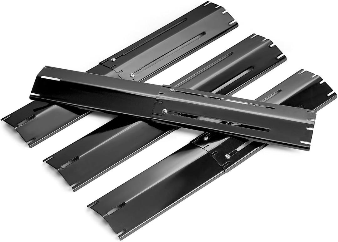 Adjustable Porcelain Steel Heat Plate Shield, Heat Tent Grill Parts for Charbroil Nexgrill, Backyard Grill, Brinkmann, Burner Cover Replacement for Gas Grills Extends from 11.7" up to 21" L, 4 Pack