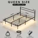 AGXI Queen Bed Frame with Headboard, 14 Inch Floating Bed with Smart LED Lights and USB Charging Station, Easy Assembly, No Box Spring Needed