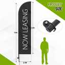 Remagr 1 Set 15FT Now Leasing Flags Feather Flag Pole Kit, Black, 36 x 7.6 inches