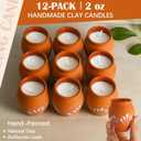 Nuanchu 12 Pcs Cantaritos De Barro Mexicanos Candles Mini 2 oz Mexican Candles Decorative Terracotta Clay Pottery Decorations Mexicanos Gifts for Cinco De Mayo Party Decorations(Elegant)