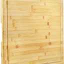 Utoplike Bamboo Cutting Board 20 x 20 inch, Large Wood Chopping Board for Kitchen, Meat, Vegetables, BBQ, Square Butcher Block with Juice Groove and handle, 1"Th