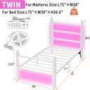 CLIBFENG Twin Bed Frame with Headboard and Footboard,Steel Slats Support-LED Bed Frame with USB Charging Station,Mattress Foundation-Under Bed Storage,No Box Spring Needed,Noise Free,White