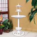 Bird Bath for Outdoor Stand Bird Feeder with Planter in Plastic for Garden Lawn Backyard Patio Balcony Decor with 27.5 Height (White)