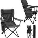 Camping Chairs 2Pack Beach Outdoor Chair for Adults Folding Lawn Chair with Cup Holder, Adjustable Backrest and Carry Bag Included for Tailgating, Beach, Fishing（Black）, 18.7 x 18.7 x 33.5 inches