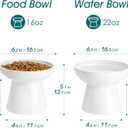 vancasso Elevated Cat Bowls 2-Pack, Ceramic Raised Cat Food and Water Dishes with 5.1" Height & 6.2" Wide Opening - Anti Vomit, Whisker Fatigue Relief for Senior Cats, and Small Dogs (White)
