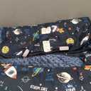 beeweed Toddler Nap Mat, Rollup Design Kid Sleeping Mat with Removable Pillow & Minky Blanket, Toddler Sleeping Bag for Daycare Preschool Travel Camping (Space Ship)
