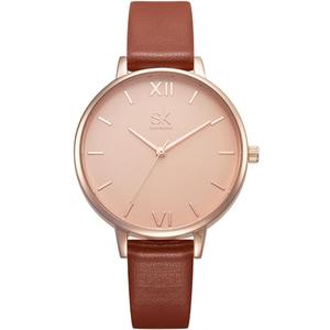 SHENGKE Creative Simplicity Women Watch Genuine Leather Elegant Women Watches Ladies Business Wristwatch(Black)
