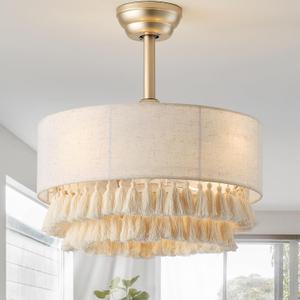 20" Fandelier Ceiling Fans with Lights, Boho Chandelier Ceiling Fan with Light Remote Control, 6-Speed for Bedroom, Living Room, Nursery