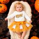 Toddler Girl Halloween Outfit Ghost/Pumpkin Sweatshirt+Embroidered Pattern Skirt 1-6Y (White)