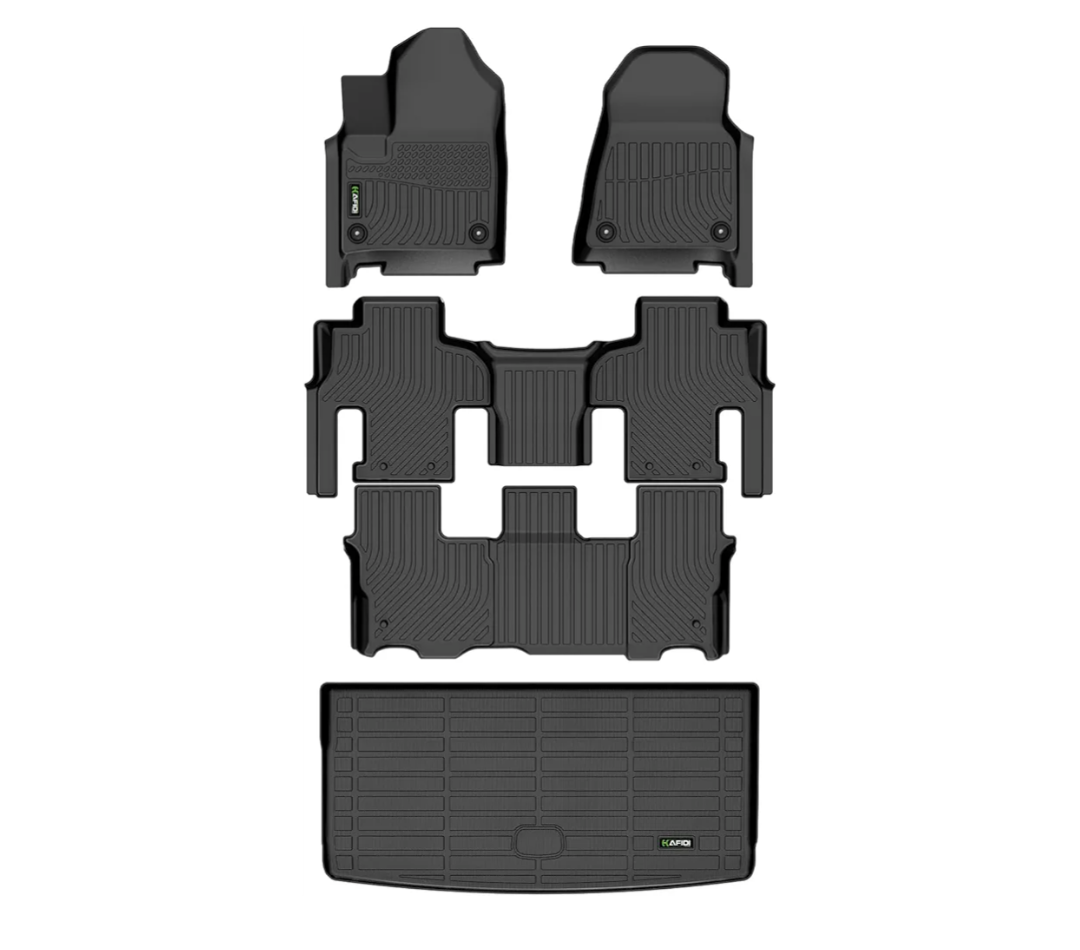 HAFIDI® Floor Mats & Cargo Liner Fit for 2022-2025 Jeep Wagoneer 8 Seats（Not for Grand Wagoneer L） All Weather Protection TPE Anti-Slip Automotive Full Set Floor Liners Custom Accessories - Black