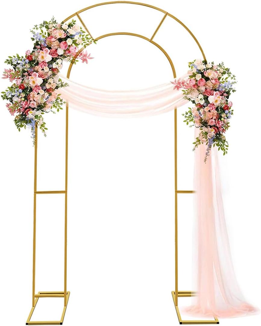 Double Arch Backdrop Stand Metal Open Arch Backdrop Frame U Shaped Wedding Arches for Ceremony Baby Shower Garden Birthday Party Decoration (Gold, 6FT3FT)