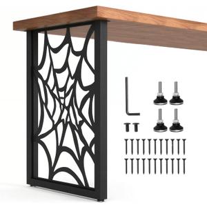 2 PCS Table Legs 28 Inch, Metal Dining Table Base, Industrial Furniture Legs with Engraved Design Heavy Duty Desk Legs for Dining Tables, Coffee Tables, Black