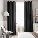 Melodieux 100% Blackout Velvet Curtains for Bedroom Living Room - Super Soft - Thermal Insulated Drapes with Black Liner, 52 by 84 Inch, Black (2 Panels)