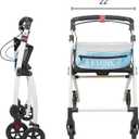 KMINA PRO - Rollator Walkers for Seniors, Indoor Rollator with Tray, Rollator Walker with Basket and Tray, Four Wheel Walkers for Seniors, Rollators Lightweight Folding, Walker Rollator Blue.