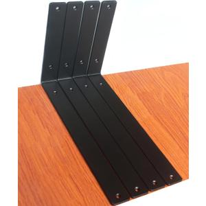 4 Pack - L 14" x H 8" x W1.5, 5mm Thick Black L Shelf Bracket, Iron Shelf Brackets, Metal Shelf Brackets, Floating Shelf, Shelf Supports with Screws