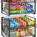 JKsmart 2-Tier Stackable Can Rack Organizer for Pantry, Adjustable Can Dispenser Holds Up to 62 Cans, Can Storage Holder for Various Ounces of Canned Food Soda Drinks, Black, 2 Pack (Petent Pending)