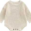 FYBITBO Baby Girl Boy Sweater Knit Oversized Pullover Sweatshirt Romper Onesie Warm Fall Winter Clothes Outfit Newborn 140