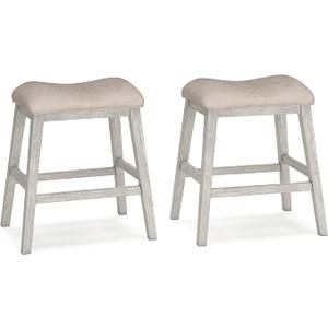 Signature Design by Ashley Skempton Modern 24" Counter Height Upholstered Barstool, 2 Count, Whitewash