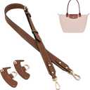 Purse Straps Replacement, Leather Handbag Crossbody Shoulder Strap Kit Adjustable for Small Tote Bag Women (Brown Gold)