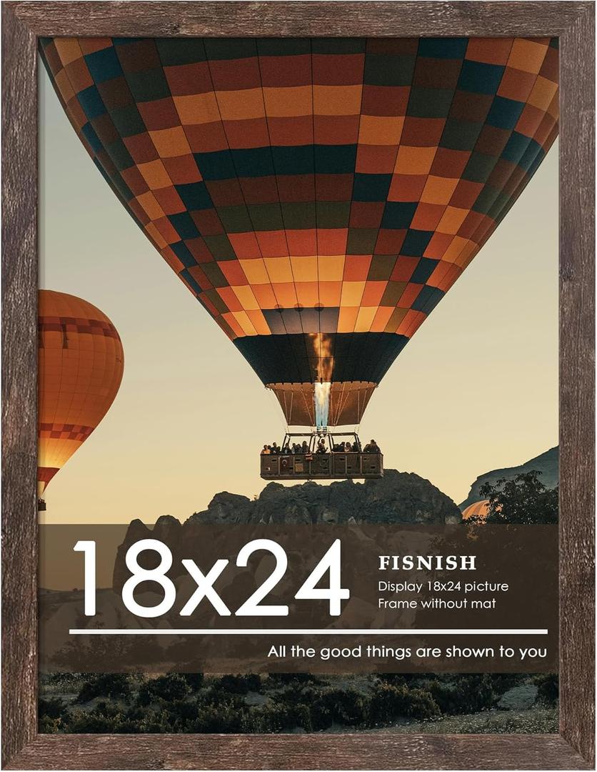 18x24 Picture Frame, Rustic Brown Poster Frame, 1 Pack | for Horizontal or Vertical Wall Mounting, for Photos, Artwork; Fits Home, Office & Gallery Wall Decor