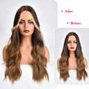 REECHO Side Air Bangs, 12 inch Long Wavy Curly Clip in Bangs Front Side Bangs for Women Daily Use 2 PCS Set Long Temples (Dark Blonde)