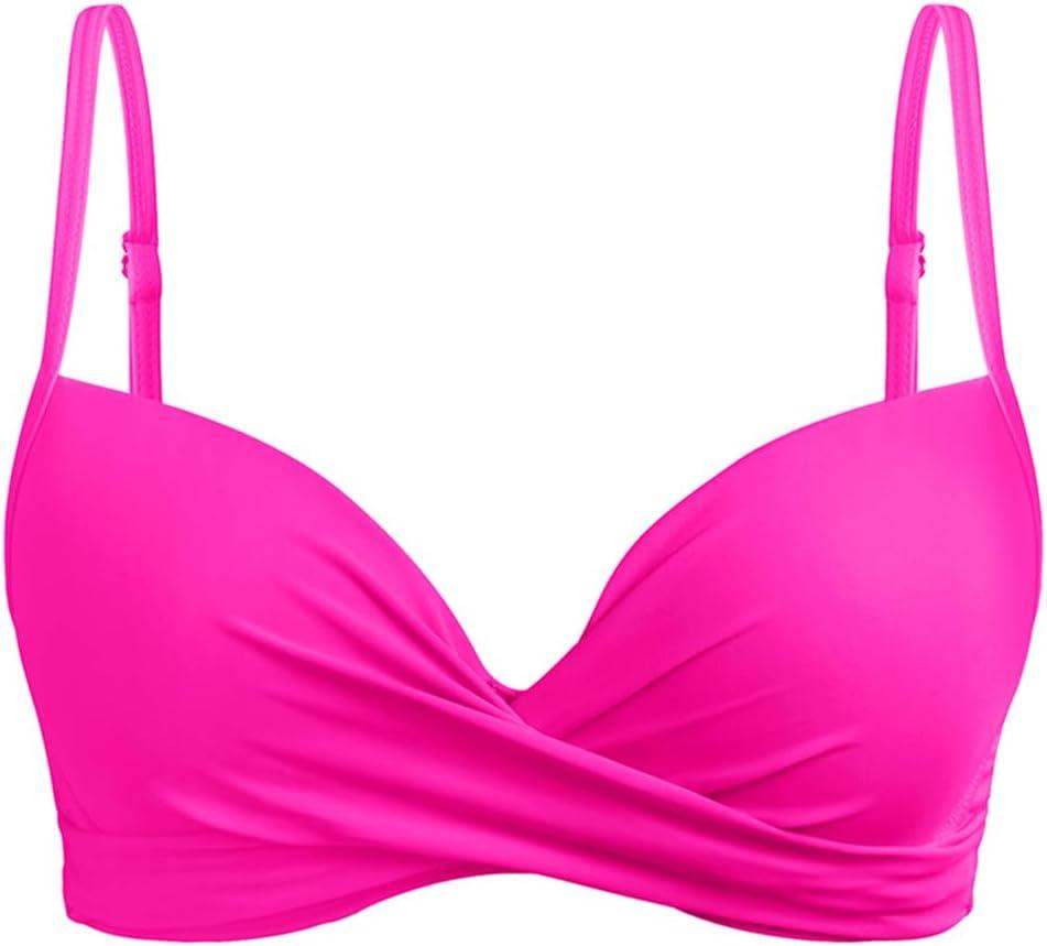 Aqua Eve Women Underwire Bikini Top Only - 2025 Push Up Swim Top Padded Bra Swimsuit (X-Small, Hot Pink)