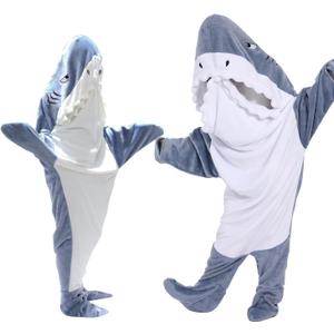 Shark-Themed Blanket Hoodie for Adults and KidsCozy Shark Sleeping Bag&Onesie Costume