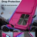 ATATOO for Samsung Galaxy S24 Wallet Case, Built-in Card Holder(Store 4-5 Cards) & Slide Camera Cover, Military Grade Protection, Women Men Cute Sturdy Phone Case for Galaxy S24 6.2", Hot Pink