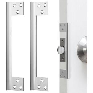 Blulu 2 Pcs Door Latch Guard Plate 11 Inch Outswing Angle Latch Protector Shield L Shaped Security Reinforcement Striker Plates to Block Access to Door Lock Deadbolt