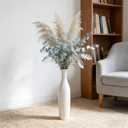 White Ceramic Tall Floor Vase,19.7 Inch Large Decorative Vase for Home Decor, Living Room, Bedroom, Bathroom, Kitchen, Center pieces, Office, Minimalism Style Design for Pampas Grass Vase