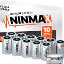 NINMAX CR123A 3V Lithium Battery 12 Pack, No.1 1700mAh 3 Volt High Power 123A Lithium Batteries for High-Intensity Flashlights, Home Safety and Security, and More