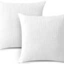 OTOSTAR Linen Throw Pillow Covers Set of 2 Decorative Square Pillowcases Cushion Covers 20x20 Inch for Home Decor Sofa Bedroom Car 50 x 50 CM Pure White