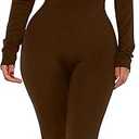 Mokoru Women's Sexy Bodycon Long Sleeve One Piece Jumpsuits Full Length Club Rompers 2XL