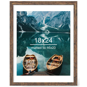 18x24 Picture Frame, Rustic Brown Wood Style, Wall Mounting
Display Posters 16 x 20 with Mat or 18 x 24 without Mat, 1 Pack for Photos, Artwork; Fits Home, Office & Gallery Wall Decor