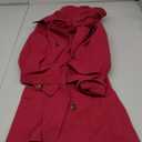 CREATMO US Women's Trench Coat Double-Breasted Classic Lapel Overcoat Belted Slim Outerwear Coat with Detachable Hood (Medium, Red)