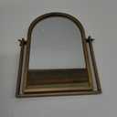 Vintage Makeup Desk Mirror, 11.8" L x 7.9" W Antique Gold Vanity Table Mirror, Metal Framed Arched Small Standing Mirrors, 360 Adjustable Rotation Mirrors for Tabletop, Bathroom