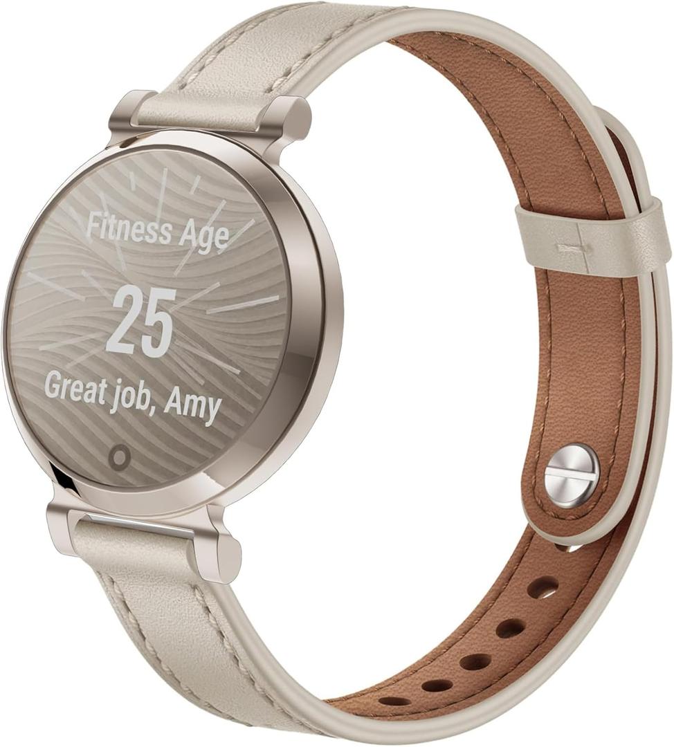 Leather Slim Bands Compatible with garmin lily 2, Leather with Charms, Feminine Design for garmin lily 2 watch Band
