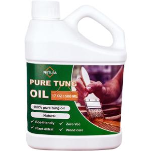 Pure Tung Oil for Wood Finishing,Zero VOC for Furniture & Countertop,100% Pure for Indoor & Outdoor Unfinished Bare Wood, Furniture,Floors etc (Tung Oil, 17OZ)