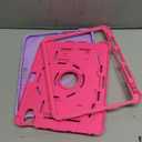 OKP Case for iPad A16 11th Generation 11 inch 2025/ 10th Generation 10.9 inch 2022, Shockproof Rugged Heavy Duty 11/10 th Gen i Pad Protective Cover with Pencil Holder/Kickstand, Purple+Hot Pink