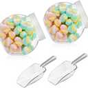 Umigy 2 Sets Plastic Candy Jar with Mini Plastic Scoop 42 oz Clear Cookie Jars with Lids Candys Container Airtight Storage Organization for Candy Buffet Wedding Home Kitchen Counter